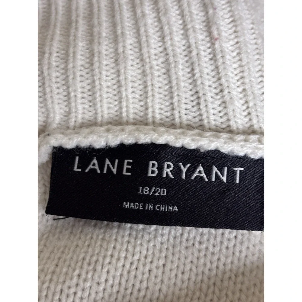 Lane Bryant 18/20 White Knit Turtleneck  Sweater Plus SZ Cabincore‎ Cozy Holiday
